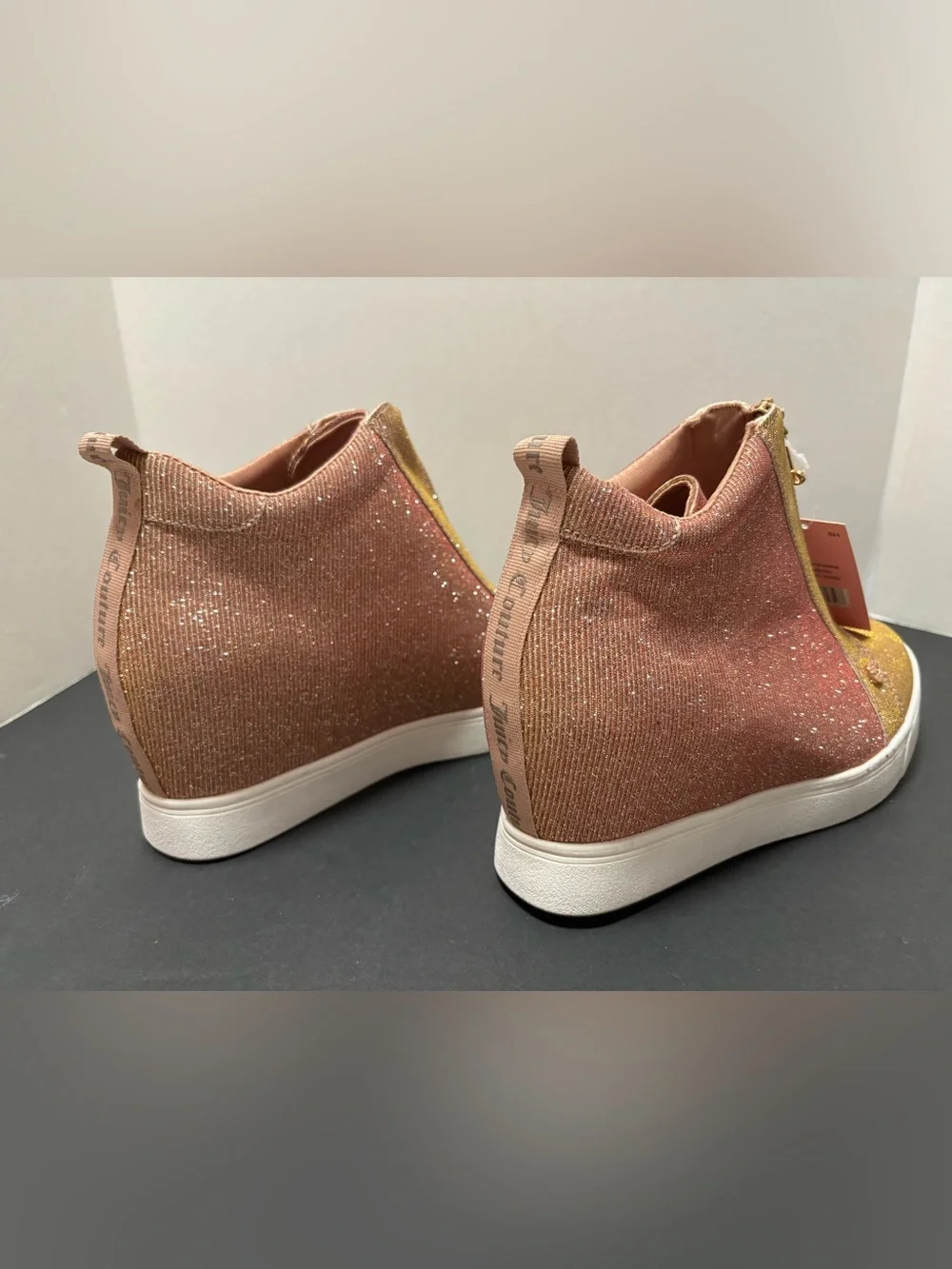 Juicy Couture JC-Joanz Blush Glitter Wedge Sneakers NWT 8.5